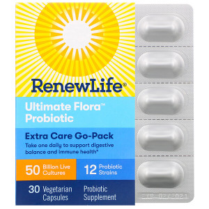 <img alt="Renew Life, Extra Care, Ultimate Flora Probiotic, 50 Billion Live Cultures, 30 Vegetable Capsules" title="Renew Life, Extra Care, Ultimate Flora Probiotic, 50 Billion Live Cultures, 30 Vegetable Capsules,631257158093"