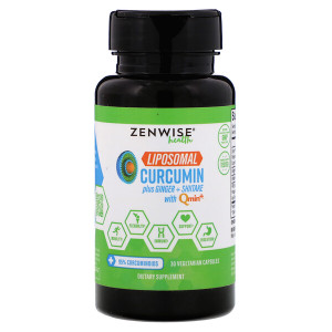 Zenwise Health, Liposomal Curcumin Plus Ginger + Shiitake with Qmin+, 30 Vegetarian Capsules