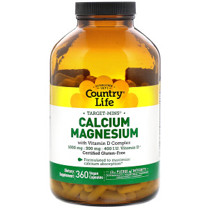 <img alt="Country Life, Calcium Magnesium, with Vitamin D Complex, Gluten Free, 360 Vegan Capsules" title="Country Life, Calcium Magnesium, with Vitamin D Complex, Gluten Free, 360 Vegan Capsules,015794024798"