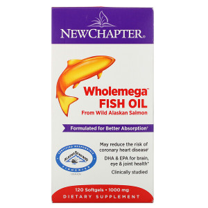 <img alt="New Chapter, Wholemega, Extra-Virgin Wild Alaskan Salmon, Whole Fish Oil, 1,000 mg, 120 Softgels" title="New Chapter, Wholemega, Extra-Virgin Wild Alaskan Salmon, Whole Fish Oil, 1,000 mg, 120 Softgels,727783050038"