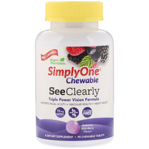 <img alt="Super Nutrition, SimplyOne, See Clearly Triple Power Vision Formula, Wild-Berry Flavor, 90 Chewable Tablets" title="Super Nutrition, SimplyOne, See Clearly Triple Power Vision Formula, Wild-Berry Flavor, 90 Chewable Tablets,033739002779"