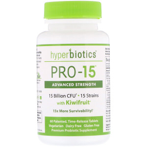 <img alt="Hyperbiotics, PRO-15, Advanced Strength with Kiwifruit, 15 Billion CFU, 60 Patented, Time-Release Tablets" title="Hyperbiotics, PRO-15, Advanced Strength with Kiwifruit, 15 Billion CFU, 60 Patented, Time-Release Tablets,9506000058573"