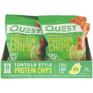 Quest Nutrition, Tortilla Style Protein Chips, Chili Lime, 8 Bags, 1.1 oz (32 g) Each