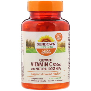 <img alt="Sundown Naturals, Chewable Vitamin C with Natural Rose Hips, Orange Flavored, 500 mg, 100 Chewable Tablets" title="Sundown Naturals, Chewable Vitamin C with Natural Rose Hips, Orange Flavored, 500 mg, 100 Chewable Tablets,030768005528"