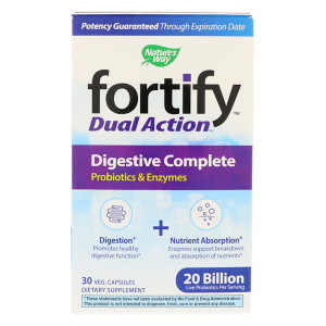 <img alt="Natures Way Fortify Dual Action Digestive Complete -- 30 Veg Capsules" title="Natures Way Fortify Dual Action Digestive Complete -- 30 Veg Capsules,033674120958"