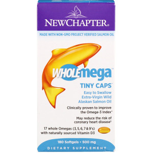 <img alt="New Chapter, Wholemega, Extra-Virgin Wild Alaskan Salmon, Whole Fish Oil, Tiny Caps, 500 mg, 180 Softgels" title="New Chapter, Wholemega, Extra-Virgin Wild Alaskan Salmon, Whole Fish Oil, Tiny Caps, 500 mg, 180 Softgels,727783901774"