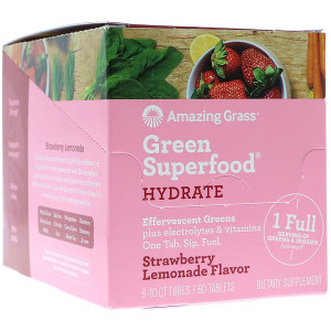 <img alt="Amazing Grass Green Superfood Hydrate Effervescent Greens Strawberry Lemonade -- 6 Tubes 10 Tablets Each" title="Amazing Grass Green Superfood Hydrate Effervescent Greens Strawberry Lemonade -- 6 Tubes 10 Tablets Each,829835006595"