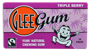 3 PACK of Glee Gum All Natural Chewing Gum Triple Berry -- 16 Pieces