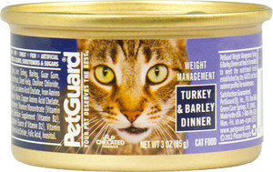 3 PACK of PetGuard Canned Cat Food Weight Management for Cats Turkey and Barley -- 3 oz