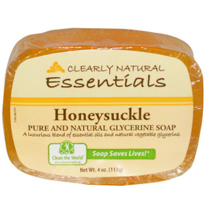 3 PACK OF Clearly Natural, Essentials, Pure and Natural Glycerine Soap, Honeysuckle, 4 oz (113 g)