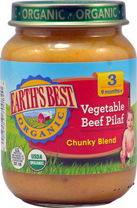 Earths Best Organic Baby Food Stage 3 Vegetable Beef Pilaf - 6 oz