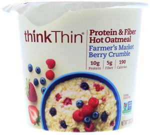 ThinkThin, Protein & Fiber Hot Oatmeal, Farmers Market Berry Crumble, 1.76 oz (50 g)