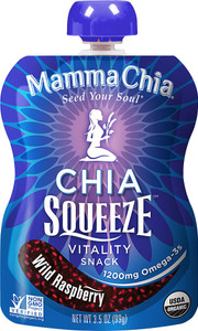 3 PACK of Mamma Chia Organic Chia Squeeze Wild Raspberry -- 3.5 oz
