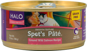 Halo Purely For Pets, Spots Pate for Cats Grain Free,  Ground Wild Salmon Recipe - 5.5 oz