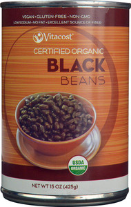 3 PACK OF Vitaco Certified Organic Black Beans - Non-GMO and Gluten Free -- 15 oz (425 g)