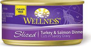 3 PACK of Wellness Canned Cat Food Grain Free Sliced Turkey Salmon -- 5.5 oz