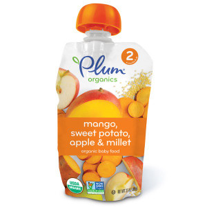 3 PACK of Plum Organics, Organic Baby Food, Stage 2, Mango, Sweet Potato Apple & Millet, 3.5 oz (99 g)