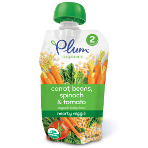 3 PACK of Plum Organics, Organic Baby Food, Stage 2, Hearty Veggie, Carrot, Beans, Spinach & Tomato, 3.5 oz (99 g)