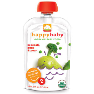 3 PACK OF Happy Family Organics, Organics Happy Baby,  Stage 2,  6+ Months, Organic Pears, Peas & Broccoli, 4 oz (113 g)