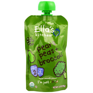 Ellas Kitchen, Super Smooth Puree, Pears, Peas + Broccoli, 3.5 oz (99 g)
