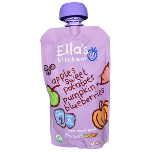 Ellas Kitchen, Organic Super Smooth Puree, Apples, Sweet Potatoes, Pumpkin + Blueberries, 3.5 oz (99 g)