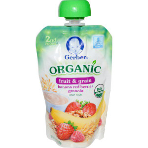 3 PACK of Gerber, 2nd Foods, Organic, Baby Food, Fruit & Grain, Banana Red Berries Granola, 3.5 oz (99 g)