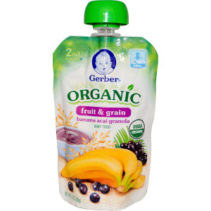 3 PACK of Gerber, 2nd Foods, Organic Baby Food, Fruit & Grain, Banana Acai Granola, 3.5 oz (99 g)