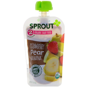 3 PACK OF Sprout Organic, Baby Food, 6 Months & Up, Strawberry, Pear, Banana, 3.5 oz (99 g)