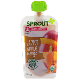 Sprout Organic, Baby Food, Stage 2, Carrot, Apple, Mango, 4 oz (113 g)