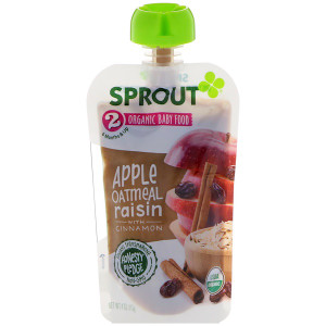 Sprout Organic, Baby Food, Stage 2, Apple, Oatmeal, Raisin with Cinnamon, 4 oz (113 g)