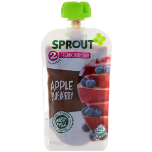 Sprout Organic, Baby Food, Stage 2, Apple, Blueberry, 4 oz (113 g)