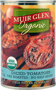 Muir Glen Organic, Diced Tomatoes No Salt Added,  Fire Roasted - 14.5 oz