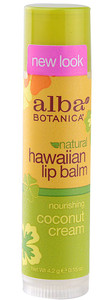 3 PACK of Alba Botanica, Hawaiian Lip Balm, Nourishing Coconut Cream, .15 oz (4.2 g)