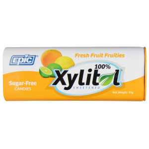 3 PACK of Epic Dental, 100% Xylitol Sweetened, Fresh Fruit Fruities, Candies, Sugar-Free, 30 g