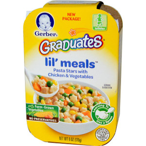 3 PACK of Gerber, Graduates for Toddlers, Lil' Meals, Pasta Stars with Chicken & Vegetables, 6 oz (170 g)