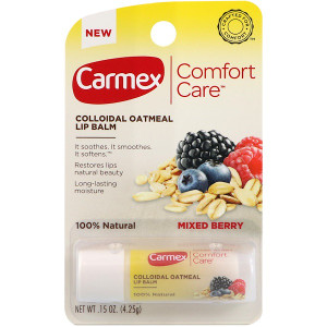 3 PACK of Carmex, Comfort Care, Colloidal Oatmeal Lip Balm, Mixed Berry, .15 oz (4.25 g)