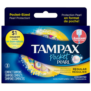 Tampax, Pocket Pearl, Regular, 3 Tampons