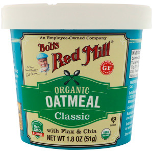 3 PACK of Bobs Red Mill, Organic Oatmeal Cup, Classic with Flax & Chia, 1.8 oz (51 g)