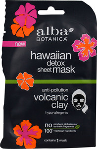 3 PACK of Alba Botanica Hawaiin Detox Sheet Mask Volcanic Clay -- 1 Mask