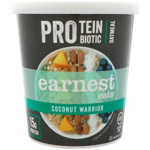 3 PACK of Earnest Eats Protein Probiotic Oatmeal Cup Gluten Free Coconut Warrior -- 2.5 oz