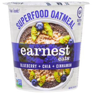 3 PACK of Earnest Eats, SuperFood Oatmeal Cup, Blueberry + Chia + Cinnamon, Superfood Blueberry Chia, 2.35 oz (67 g)