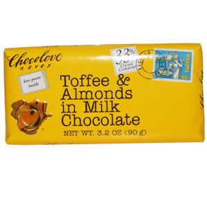 3 PACK of Chocolove, Toffee & Almonds in Milk Chocolate, 3.2 oz (90 g)