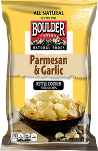 3 PACK of Boulder Canyon All Natural Kettle Cooked Potato Chips Parmesan and Garlic -- 5 oz