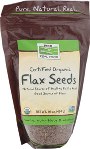 3 PACK of NOW Real Food Certified Organic Flax Seeds -- 16 oz