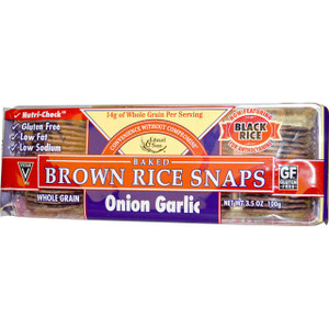 3 PACK of Edward & Sons, Baked Whole Grain Brown Rice Snaps, Onion Garlic, 3.5 oz (100 g)