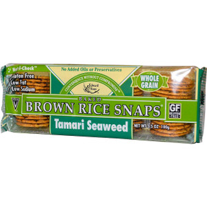 3 PACK of Edward & Sons, Baked Whole Grain Brown Rice Snaps, Tamari Seaweed, 3.5 oz (100 g)