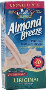 3 PACK of Blue Diamond Almond Breeze Almondmilk Unsweetened Original -- 32 fl oz