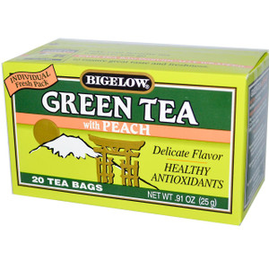 3 PACK of Bigelow Tea Green Tea Peach -- 20 Tea Bags