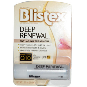 3 PACK of Blistex, Deep Renewal, Anti-Aging Treatment, Lip Protectant/Sunscreen, SPF 15, .13 oz (3.69 g)