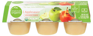 3 PACK of Simple Truth Organic Applesauce Unsweetened -- 6 Cups